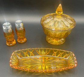 Vintage Amber Glass Crystal Dishes (VG5)