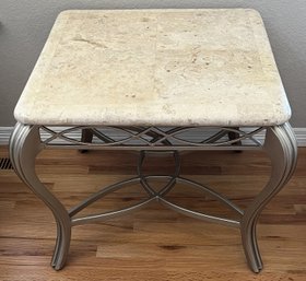 Metal Faux Marble End Table - (FPR)