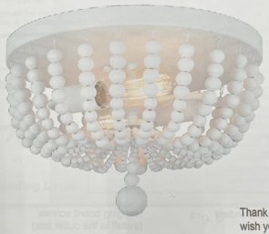 NEW Alice House 14' Flush Mount White Wood Bead Chandelier AL9031 - (FPR)