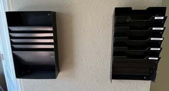 Lot Of 2 Wall Hanging Office Organizers ( 1 Metal & 1 Plastic)