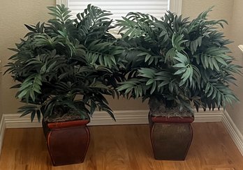 2 Faux Plants In Wood Planters - (FPR)