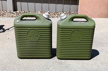 Set Of 2 Vintage 'Water Boy' 5 US Gallons Green Plastic Water Cans