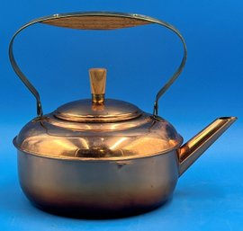 Copper Wood Handle Tea Pot
