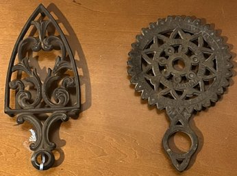 Set Of 2 Vintage Cast Iron Trivets - (BBR2)