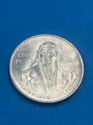 Mexico 100 Peso Silver Coin Morelos 1978 - 72 Percent Silver - 3 Of 5