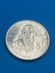 Mexico 100 Peso Silver Coin Morelos 1978- 72 Percent Silver - 2 Of 4