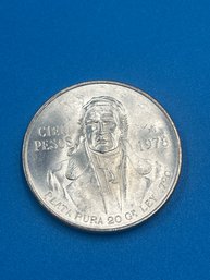 Mexico 100 Peso Silver Coin Morelos 1978- 72 Percent Silver - 5 Of 5