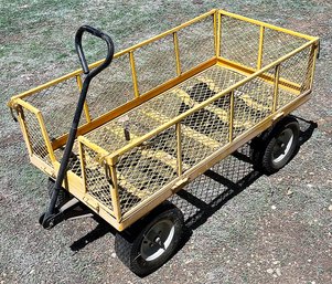 Yellow Steel Utility Cart With Removable Folding Sides