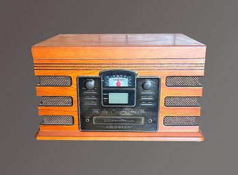 Crosley 5-in-1 Wood Stereo Unit With Aux Input, Radio, Tape, CD, Turntable - Remote & Manual Included