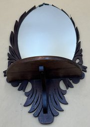 Vintage Ornate Wood Shelf With Mirror #1- (DRH)