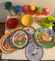 Kids Dishes - 8 Plates, 8 Bowls, 5 Cups & 1 Thermos