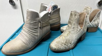 New Women's Baretraps 'Sazzie' Light Gray Boots & Coconuts By Matisse Leather Cow Hide - S16 (G4)