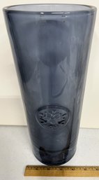 Vintage Heavy Blue Glass Snowflake Vase - (G3)