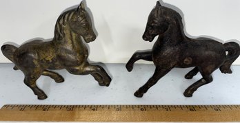 Vintage Pair Of Metal Horse Banks - (G3)