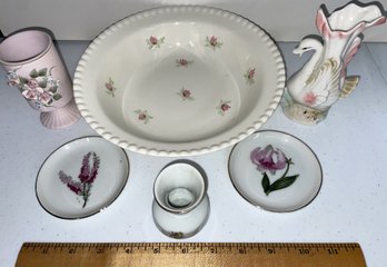 Mixed Bundle Of Rose Decor Dishes, Bowl & Vases - (G3)