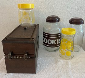 Cookie & Lemonade Jars With Wood Ice Chest