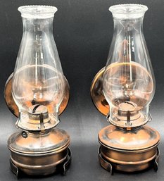 2 Wall Mountable Copper Oil Lamps - (P)