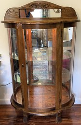 Vintage Oak Curio Cabinet With Electric Light - (LR)