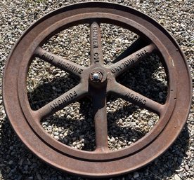 Large Cast Iron The Midland Foundry And Machine Work Vintage Rope Pulley - (O)