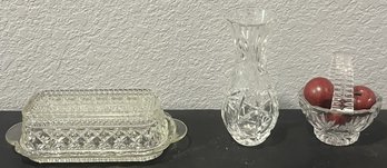 Lot Of 3 Pressed Glass Dishes Sets - (BU2)