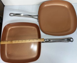 Pair Of Nonstick Copper Frying Pans