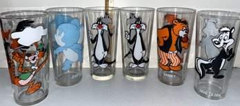 Vintage 6 Pepsi Collector Series Warner Bros. 1973/75 Glasses C#2 - (G5)