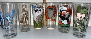 Vintage 6 Pepsi Collector Series Warner Bros. 1973/76 Glasses C#3 - (G5)