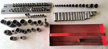 Red Tool Caddy Filled With Sockets