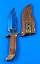 Vintage Bowie Knife With Wood Sheath