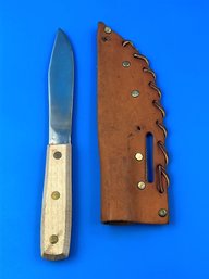 Knife With Leather Sheath