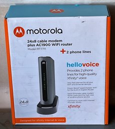 MOTOROLA 24x8 Cable Modem Plus AC1900 Wifi Router Model MT7711 New In Box - (G)