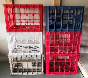 Lot Of 6 - Stackable Plastic Crates - (G)
