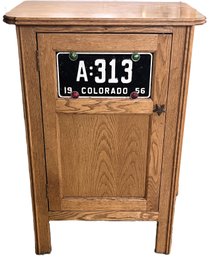 Vintage K & F Wood Products Cabinet With 1956 Colorado License Plate - (LR)