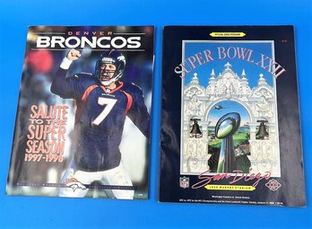 DENVER BRONCOS 'Salute To The Super Season' PROGRAM Elway 97'-98' &  OFFICIAL PROGRAM SUPERBOWL XX11