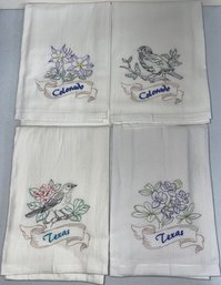 Colorado & Texas Machine Embroidered Flour Sack Tea Towels - T2 (G7)