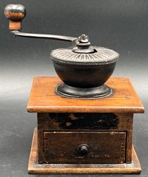Antique Cast Iron Wood Coffee Grinder - (LR)