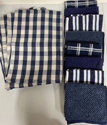 Bundle Of 4 Linen Hand Towels & 8 Terry Dish Cloths - T10 (G7)