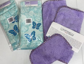 Turquoise & Purple Bath Hand Towels & Wash Cloths - T11 (G7)