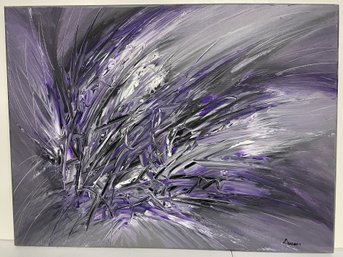 Purple/gray/white Abstract Oil Painting Signed 'Duran' - (PAC)