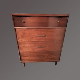 Vintage Mid Century Modern Wood 4 Drawer Dresser