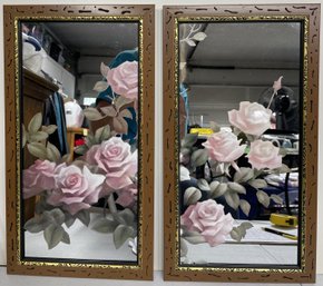 Mirror Set With Pink Roses & Frames - (PAC)