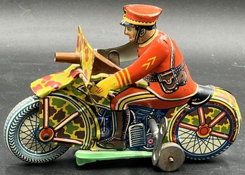 Vintage Original Marx Wind Up Tin Litho Motorcycle Police Toy 1930s Era - (LR)