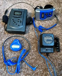 Lot Of 3 Vintage Music Items (Lennox Sound AM/FM Cassette Player, Go Walking AM/FM, Sportline) Power Adapter