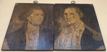 2 Large Vintage Decorative Wood Wall Art Pieces- (FR)