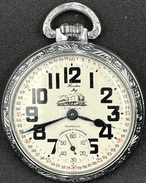 Vintage Hamilton 17 Jewels Train INCABLOC Pocket Watch In Bag - (LR)