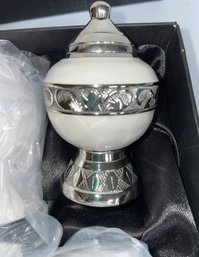 4 Ivory & Metal Urns - New In Box (G9)