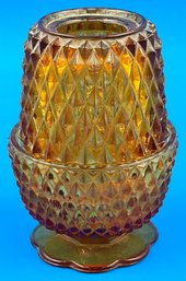 Vintage Amber Indiana Glass Diamond Point Fairy Lamp