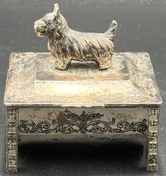 Vintage Silver-Plated Dog Trinket Box Made In Japan - (P)
