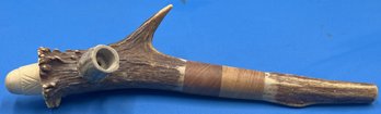 Carved Antler Pipe With Eagle Head, New - (BT)