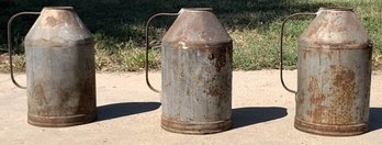 Lot Of 3 Vintage Metal Milk Jugs